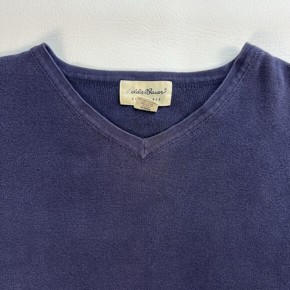 Eddie Bauer Pullover Long Sleeve Sweater Mens Blue V Neck 100% Cotton Sz. XXL - Picture 3 of 10